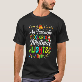 私のお気に入りの色はクリスマスイルミネーション サンタハット Xm Tシャツ