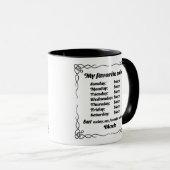 私のお気に入りの色は黒い マグカップ (正面右)