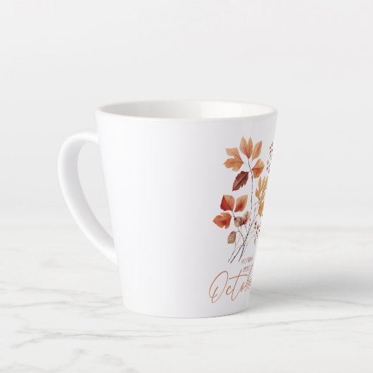 私のお気に入りの色は10月 – 紅葉&パイン カフェラテマグ (左アングル)