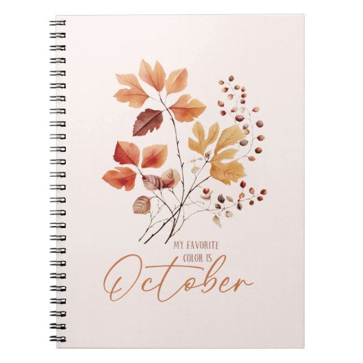 私のお気に入りの色は10月 – 紅葉&パイン ノートブック (正面)