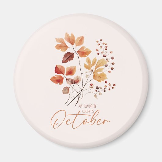 私のお気に入りの色は10月 – 紅葉&パイン マグネット (正面)