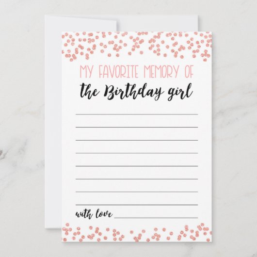 私のお気に入りの誕生日ガールゲームカードの記憶 招待状 (正面)