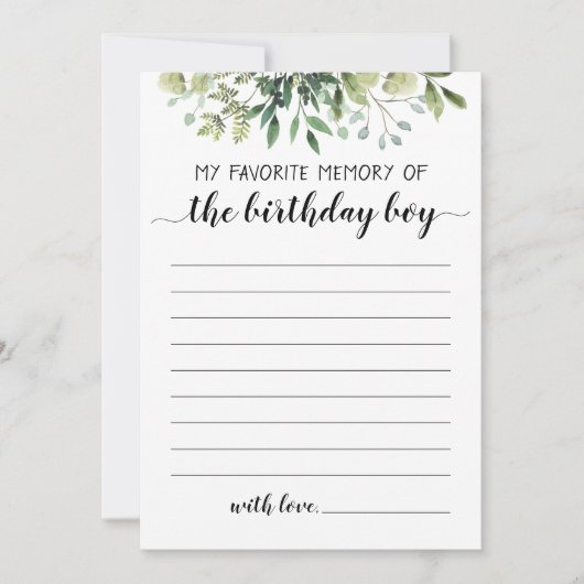 私のお気に入りの誕生日ボーイカードの記憶 招待状 (正面)