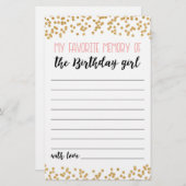 私のお気に入りの誕生日女の子パーティーゲームの記憶 (正面/裏面)