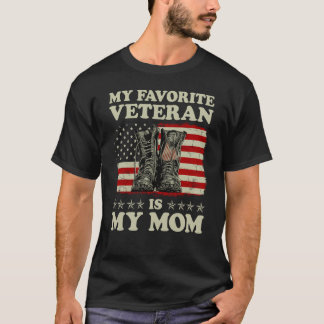 私のお気に入りの退役軍人は私の母アメリカ国旗のベテラ Tシャツ