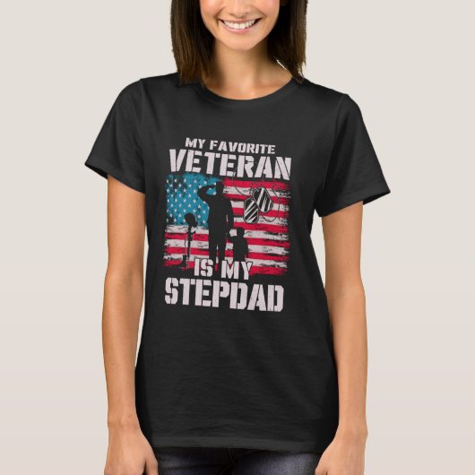 私のお気に入りの退役軍人は義父アメリカ国旗Fa Tシャツ (正面)