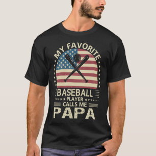 私のお気に入りの野球選手は私をPAPA US Flagと呼ぶ Tシャツ
