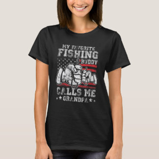 私のお気に入りの魚釣りバディは私にグランドパ米国旗を呼ぶ Tシャツ