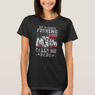 私のお気に入りの魚釣り仲間は私にパパ米国国旗を事前に呼ぶ Tシャツ