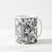 私のお気に入りの黒と白のパッチワークの人形 コーヒーマグカップ (正面右)