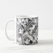 私のお気に入りの黒と白のパッチワークの人形 コーヒーマグカップ (左)