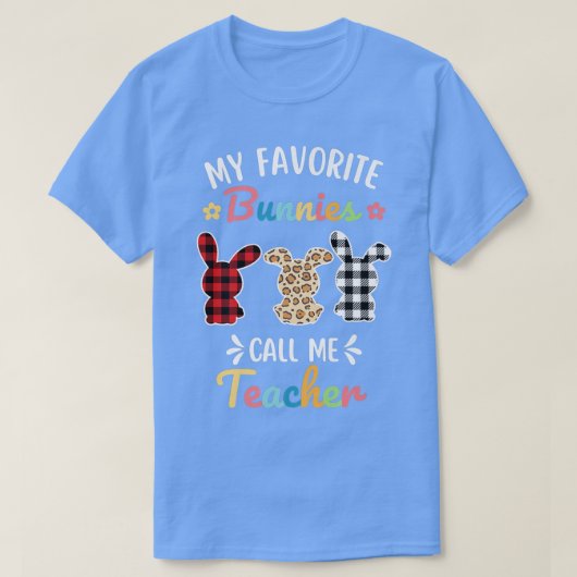 私のお気に入りのBunniesは私を先生Leopard Printと呼ぶ Tシャツ (デザイン正面)