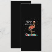 私のお気に入りはクリスマスライトのコスチュームフラミンゴ 招待状 (正面/裏面)