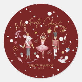 私のお洒落初めてのクリスマスくるみ割り子の名前 ラウンドシール