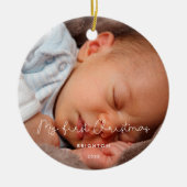 私のお洒落初めてのクリスマスベビー写真 セラミックオーナメント (正面)