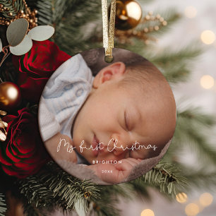 私のお洒落初めてのクリスマスベビー写真 セラミックオーナメント