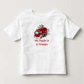 私のお父さんは消防士の子供の赤い普通消防車です トドラーTシャツ (正面)