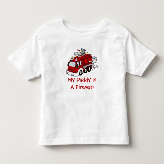 私のお父さんは消防士の子供の赤い普通消防車です トドラーTシャツ (正面)