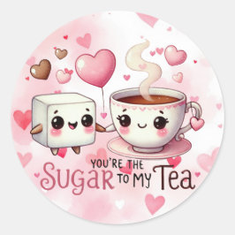 私のお茶にかわいいバレンタインデーおもしろいス ラウンドシール