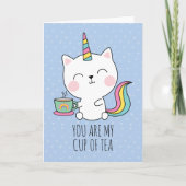 私のお茶のカップかわいいかわいいキャットコーンバレンタインの日 シーズンカード (正面)