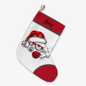私のかわいい子犬メリークリスマス スモールクリスマスストッキング (正面 (吊り時))