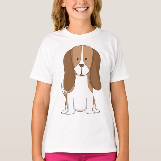 私のかわいい茶色と白い子犬 Tシャツ (正面)