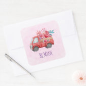 私のかわいい赤ラブトラックの水色 スクエアシール (封筒)