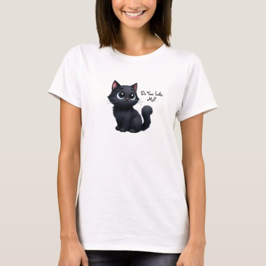 私のかわいい黒猫Tシャツ好き？ Tシャツ (正面)