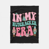 私のくるみクラッカー時代のピンクチでピンクのくるみクラッカー班 フリースブランケット (正面)