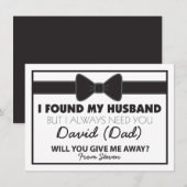 私のことを結婚式で託してくれますか? 黒/白の蝶ネクタイ 招待状 (正面/裏面)