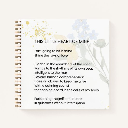 私のこの小さなハート – 感謝の詩 ノートブック (正面)