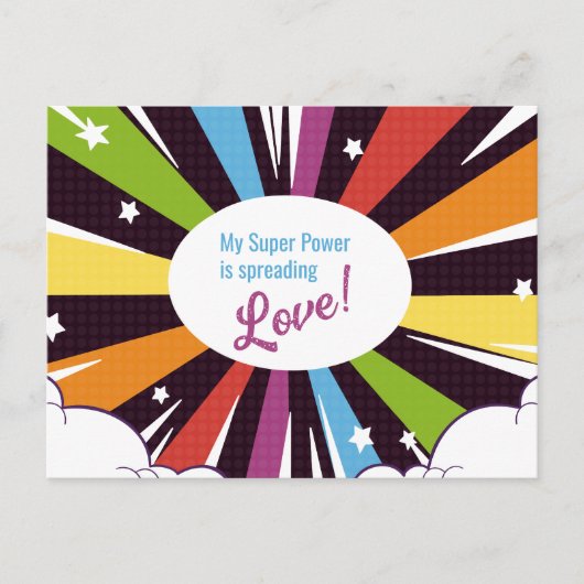 私のすごい力は愛を広めている。 ポストカード (正面)