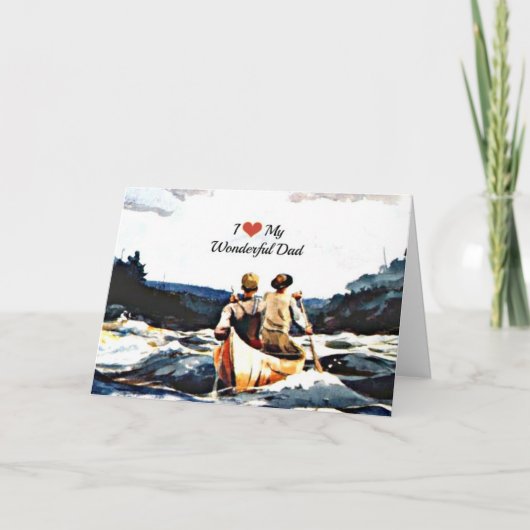 私のすばらしい父を愛してる、急流下りのカヌー カード (正面)