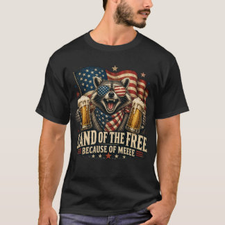 私のせいで自由な国 Funny Raccoon Tシャツ