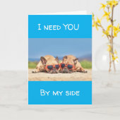 **私のそばにいて** 大切なパグたち カード (黄色い花)