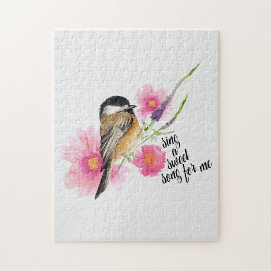 私のために甘い歌を歌う《鳥》アメリカゴガラの水色 ジグソーパズル (縦)
