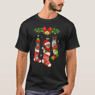 私のためのクリスマスの靴下パジャマの猫のXmas休日 Tシャツ