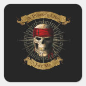 私のための海賊生活ジョリーロおもしろいジャーパイレーツスカル スクエアシール (正面)