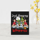 私のつるウィペットのクリスマス3サンタ犬 カード (黄色い花)