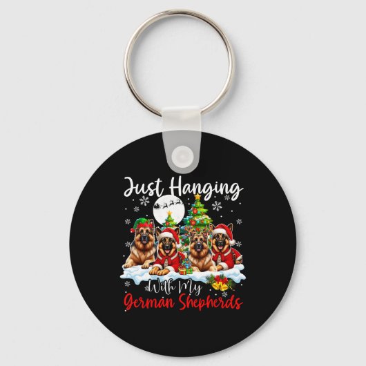 私のつるドイツの羊飼いのクリスマスは3つ キーホルダー (正面)