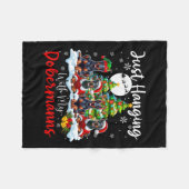 私のつるドベルマンズクリスマスと3サンタD フリースブランケット (正面(横))