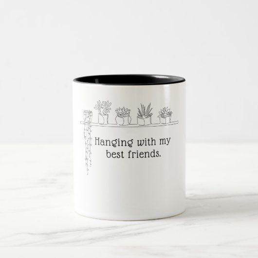 私のつる友達と一緒に最高のコーヒーマグを植える ツートーンマグカップ (中央)