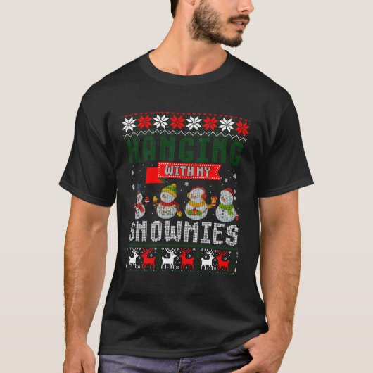 私のつる雪の醜いセーターと一緒にクリスマ Tシャツ (正面)