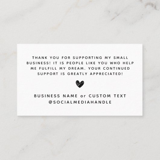 私のはっきりした小規模企業をサポートしてくれてありがとう 名刺 (裏面)