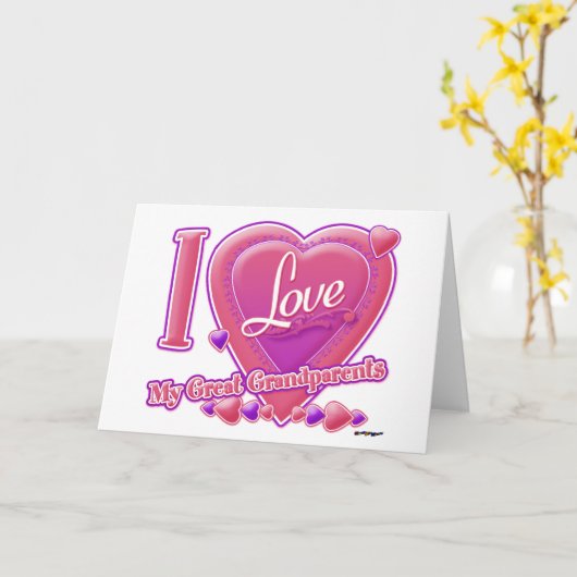 私のひいおじいちゃんとひいおばあちゃんが大好き - ハート カード (黄色い花)