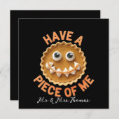 私のひと口をどうぞ かわいいパンプキンパイのお菓子 招待状 (正面/裏面)