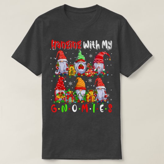私のぶら下がったグノミーと可愛いSi格言クリスマスライト Tシャツ (デザイン正面)