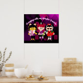 私のぶら下がったモンスターフレンズとハロウィーン ポスター (キッチン)