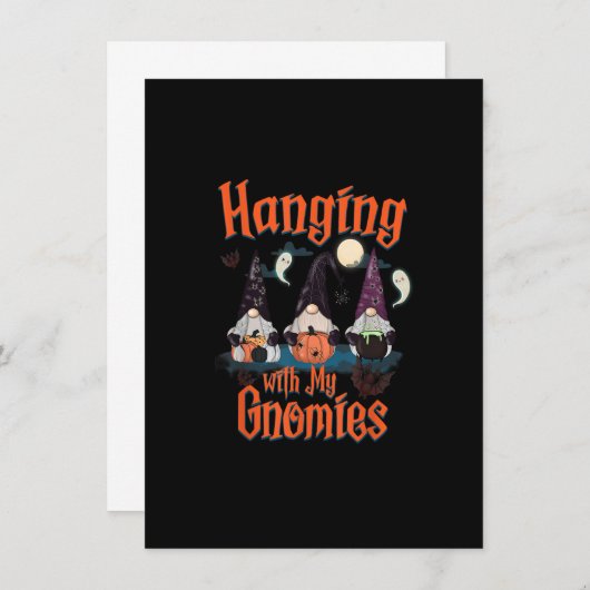 私のぶら下がったGnomiesの格言のハロウィンおもしろいコストと 招待状 (正面/裏面)