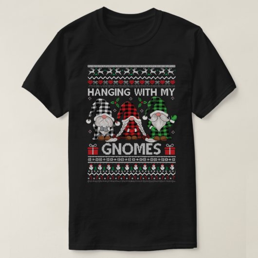 私のぶら下がったGnomies醜いクリスマスパターンと Tシャツ (デザイン正面)